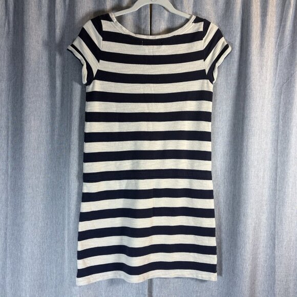 Ann Taylor LOFT Cotton Size X-Small Cream/Navy Striped T-shirt Dress/Tunic Top - Picture 4 of 11